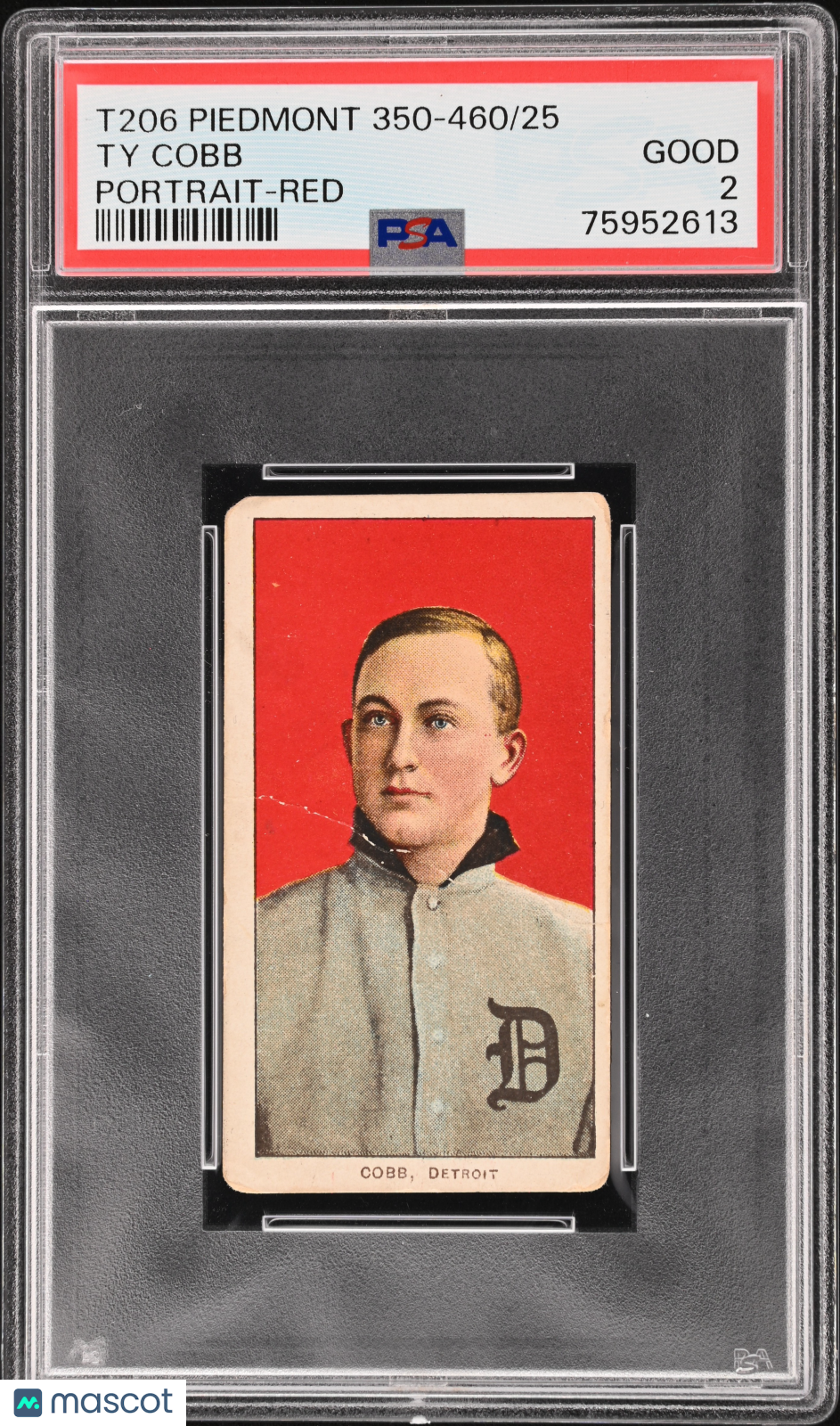 1909-11 T206 Piedmont 350-460/25 Ty Cobb Portrait Red PSA 2