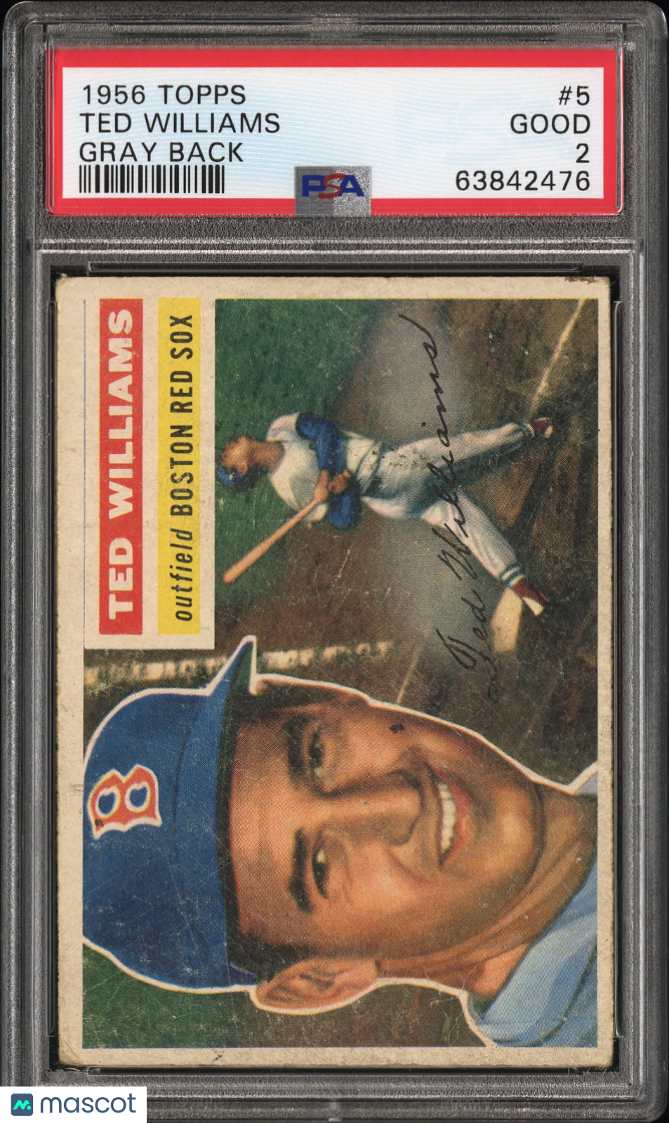1956 Topps Ted Williams #5 Gray Back PSA 2