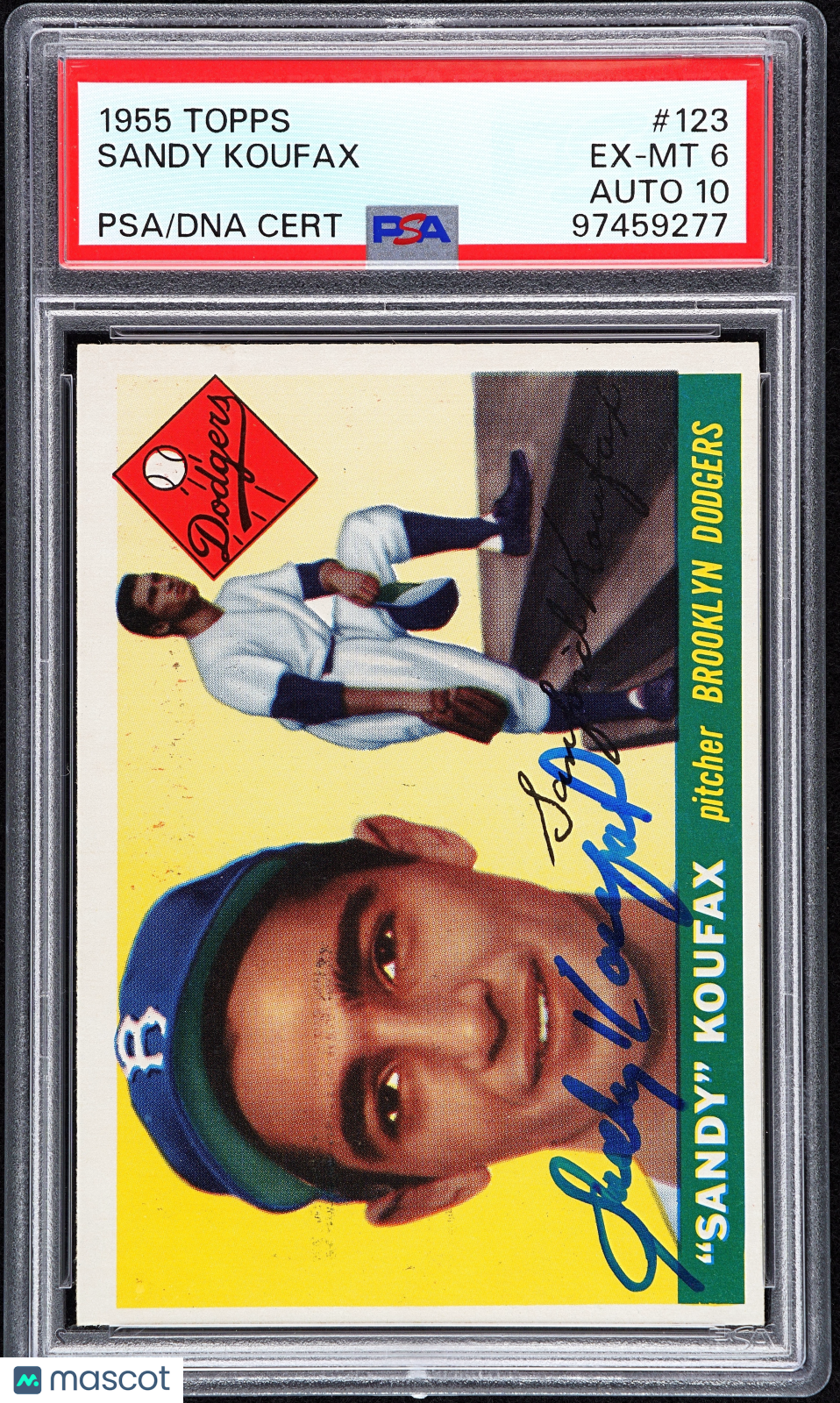 1955 Topps Sandy Koufax #123 PSA 6 Auto 10