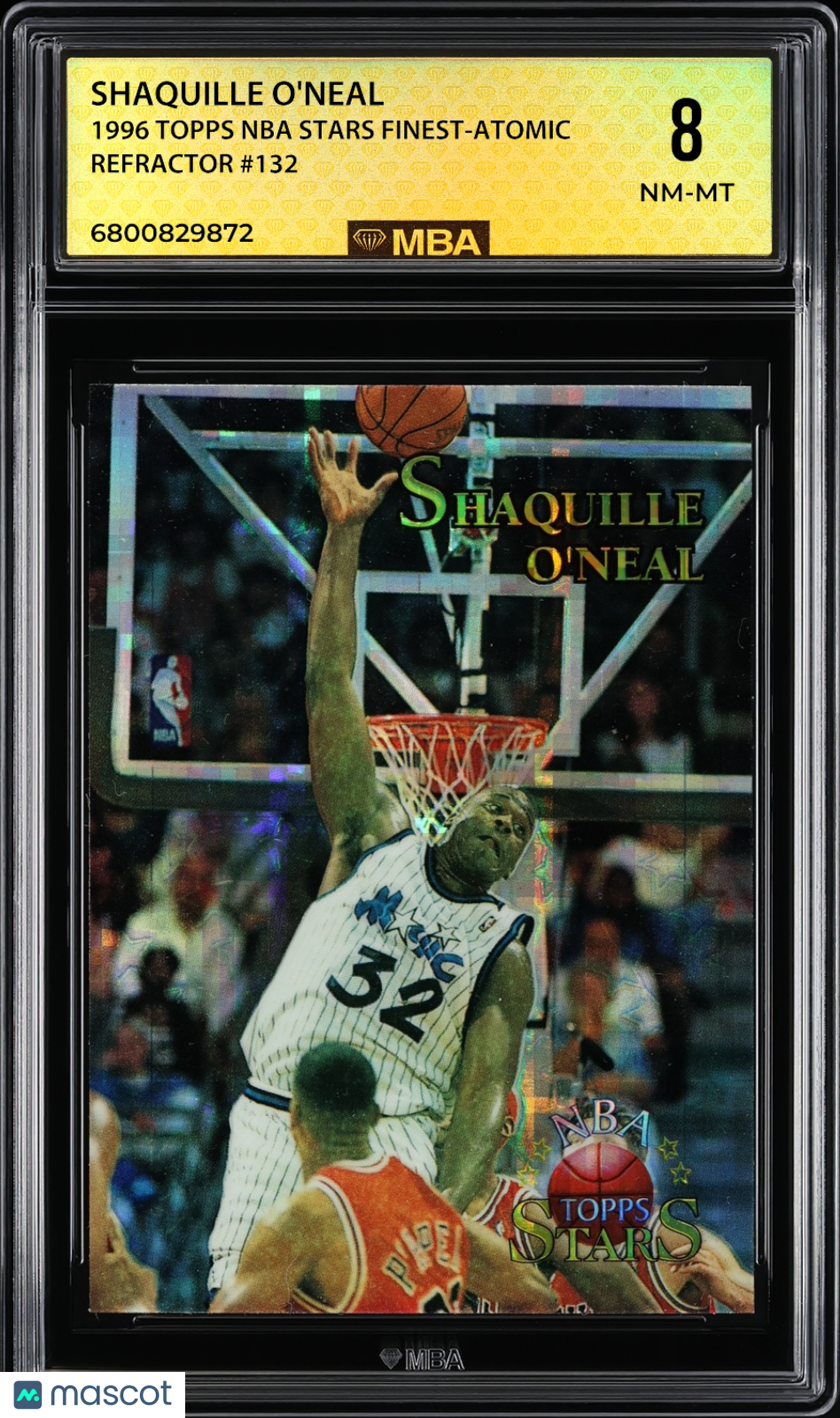 1996 Topps NBA Stars Shaquille O'Neal #132 Finest-Atomic Refractor MBA 8
