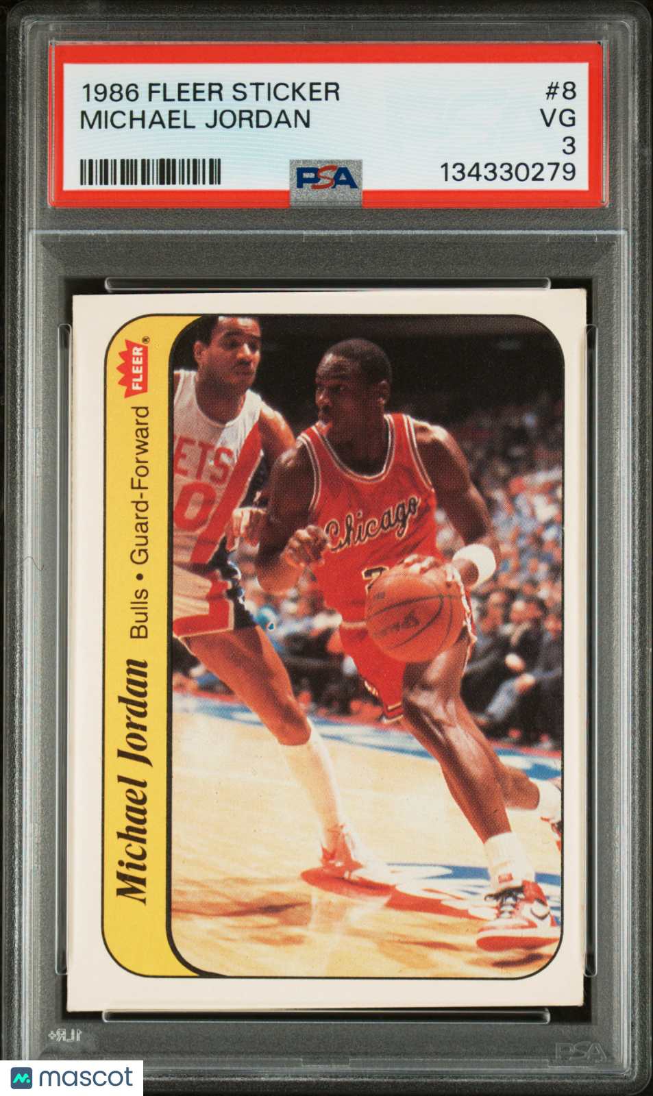 1986 Fleer Sticker Michael Jordan #8 PSA 3