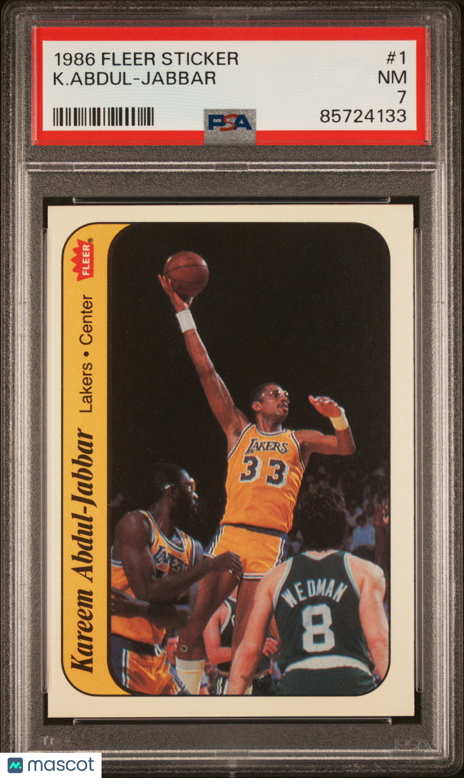 1986 Fleer Sticker K. Abdul-Jabbar #1 PSA 7