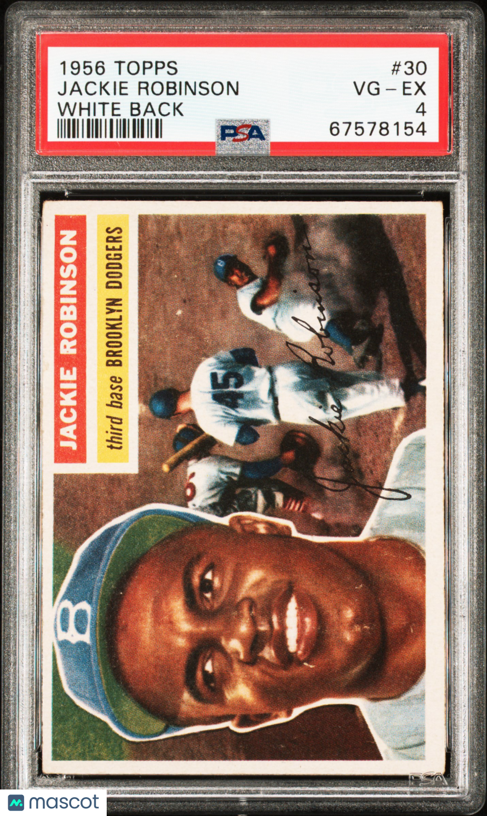 1956 Topps Jackie Robinson #30 White Back PSA 4