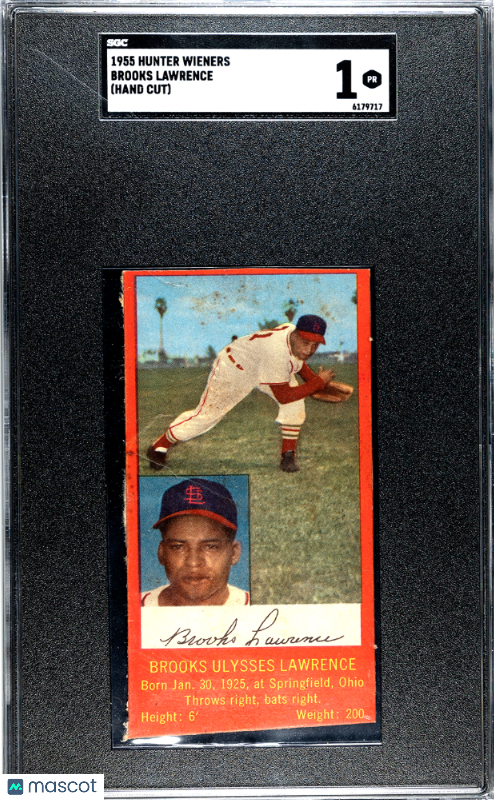 1955 Hunter Wieners Brooks Lawrence (Hand Cut) SGC 1