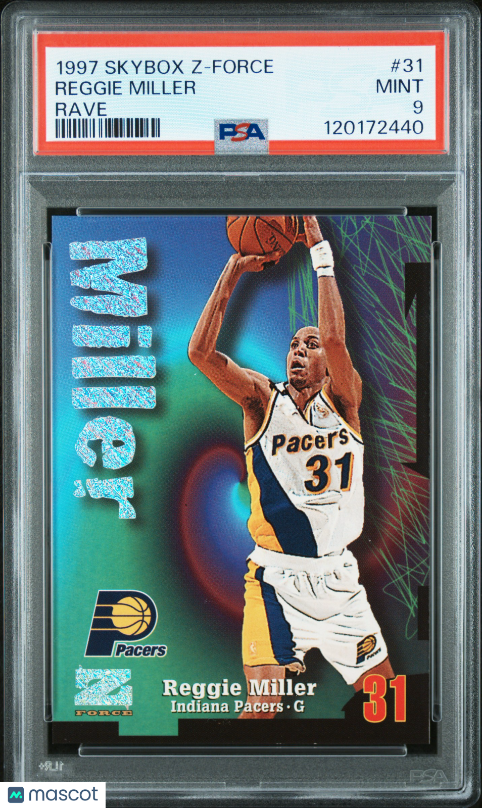 1997 Skybox Z-Force Reggie Miller #31 Rave PSA 9