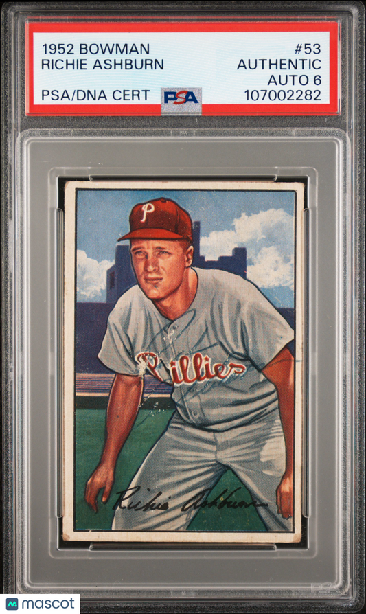 1952 Bowman Richie Ashburn #53 PSA A Auto 6