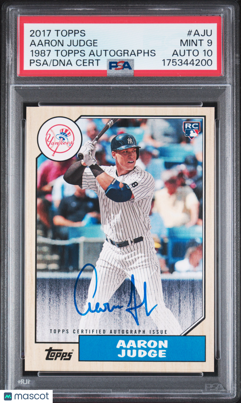 2017 Topps 1987 Topps Autographs Aaron Judge #AJU PSA 9 Auto 10