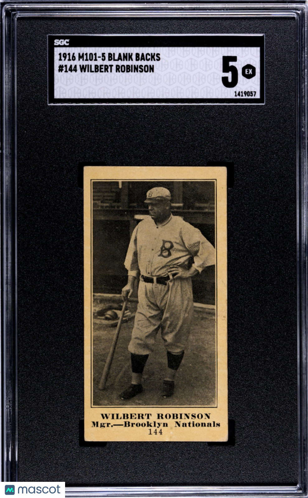 1916 M101-5 Blank Backs (M101-5) Wilbert Robinson SGC 5