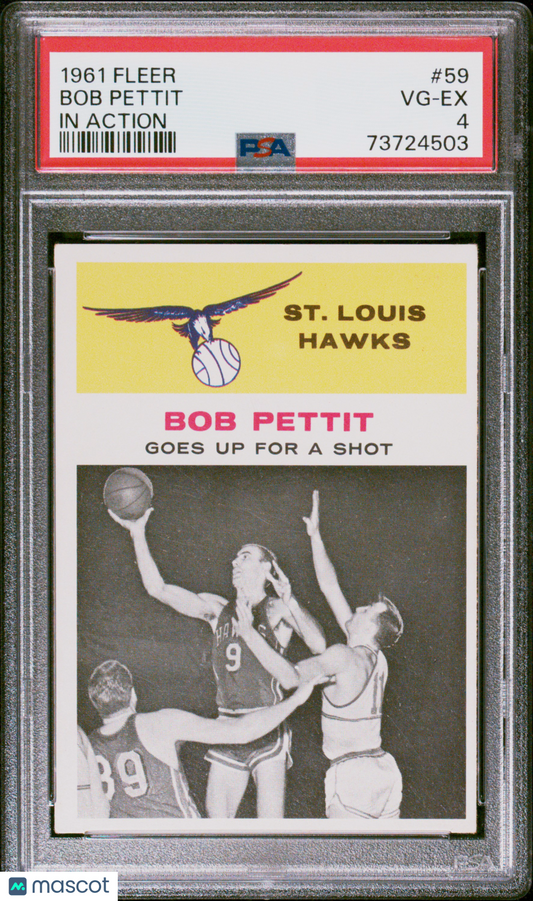 1961 Fleer Bob Pettit #59 In Action PSA 4