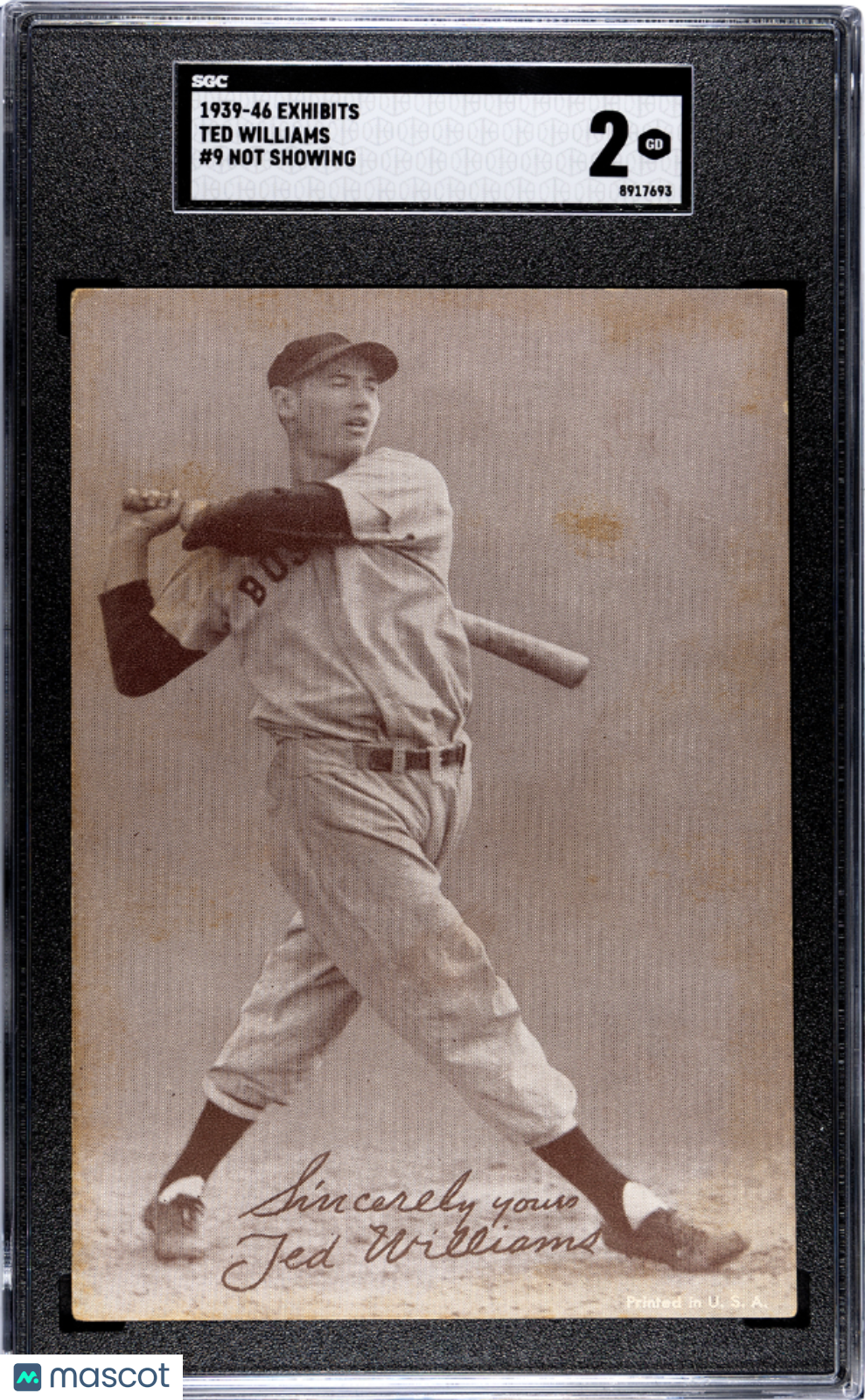 1939 Exhibits Ted Williams #9 Not Showing SGC 2