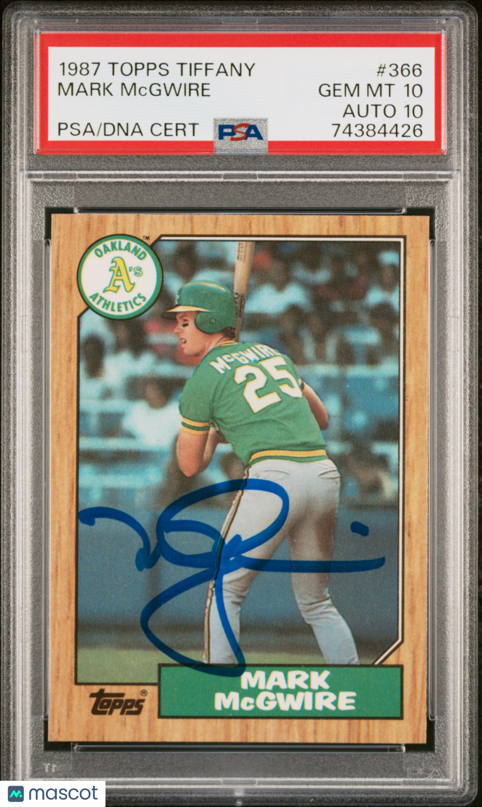 1987 Topps Tiffany Mark Mcgwire #366 PSA 10 Auto 10