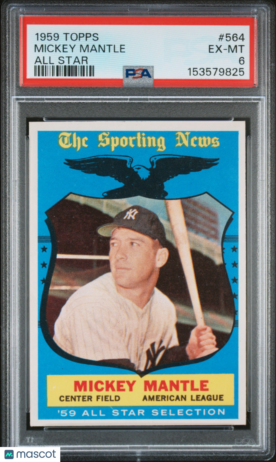1959 Topps Mickey Mantle #564 All Star PSA 6