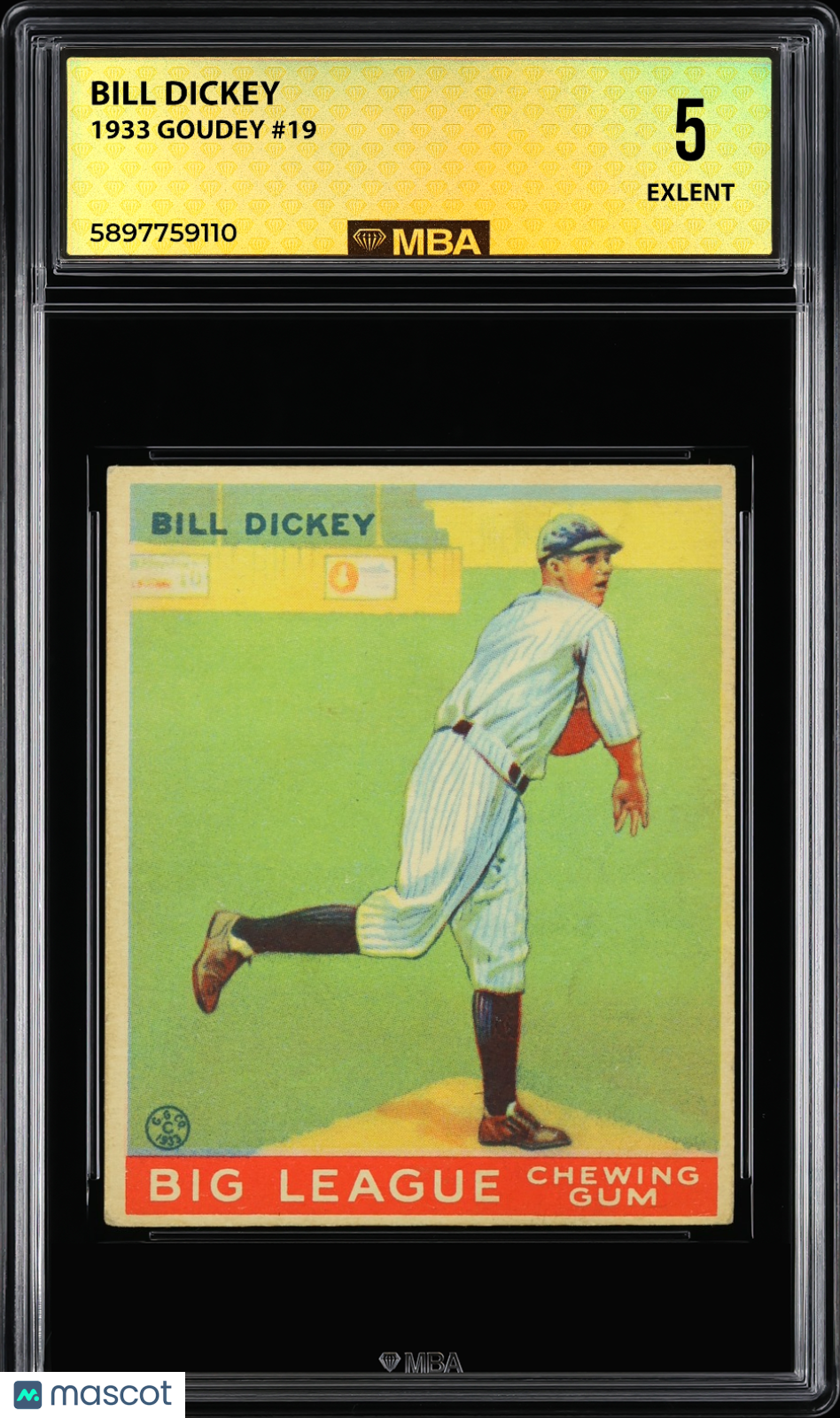 1933 Goudey Bill Dickey #19 MBA 5