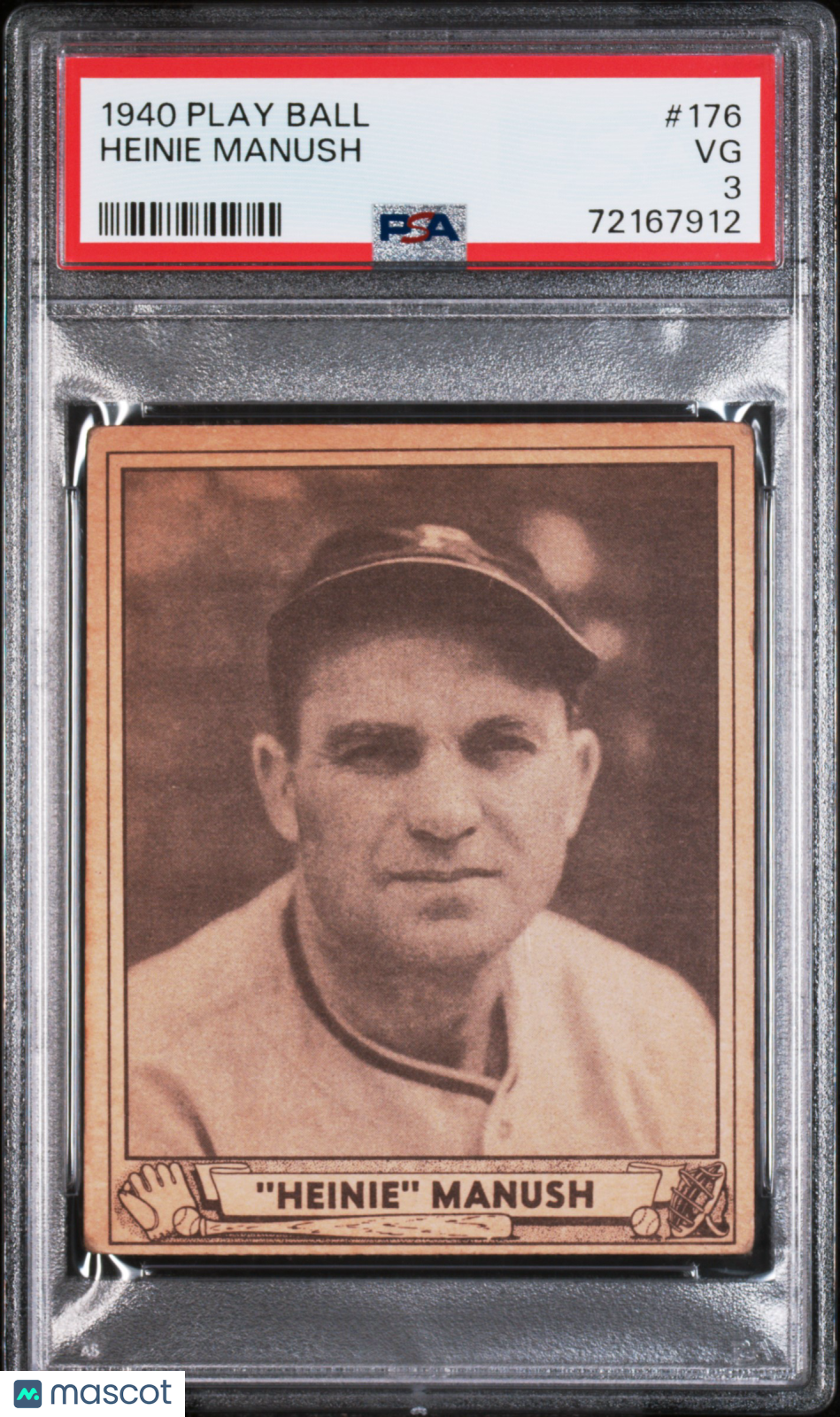 1940 Play Ball Heinie Manush #176 PSA 3