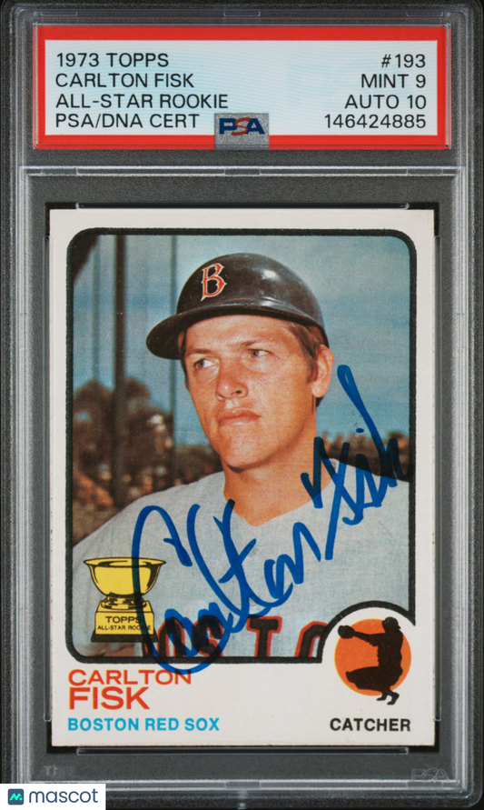 1973 Topps Carlton Fisk #193 All Star Rookie PSA 9 Auto 10