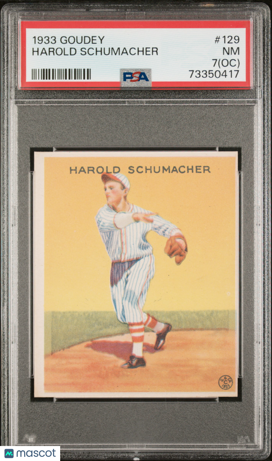 1933 Goudey Harold Schumacher #129 PSA 7 Oc