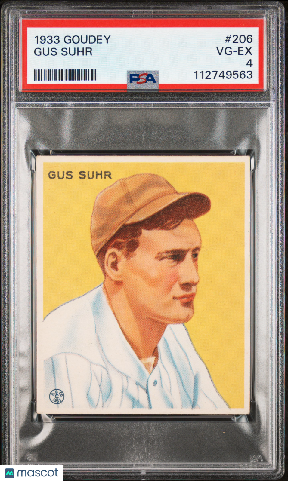1933 Goudey Gus Suhr #206 PSA 4
