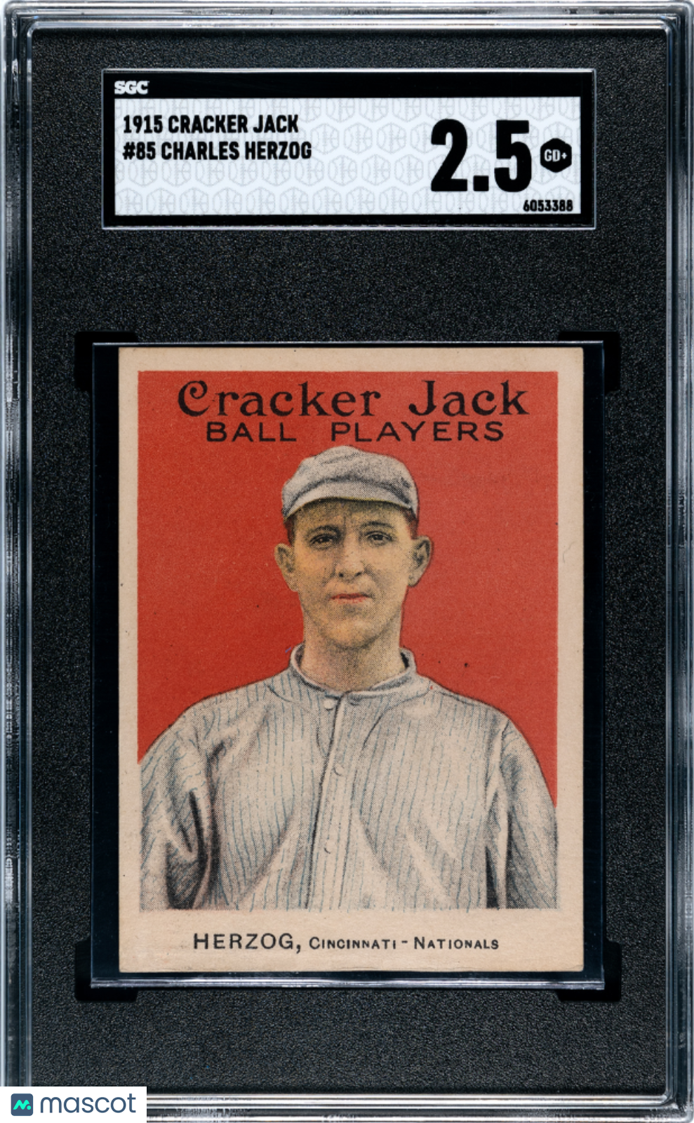 1915 Cracker Jack Charles Herzog #85 SGC 2.5