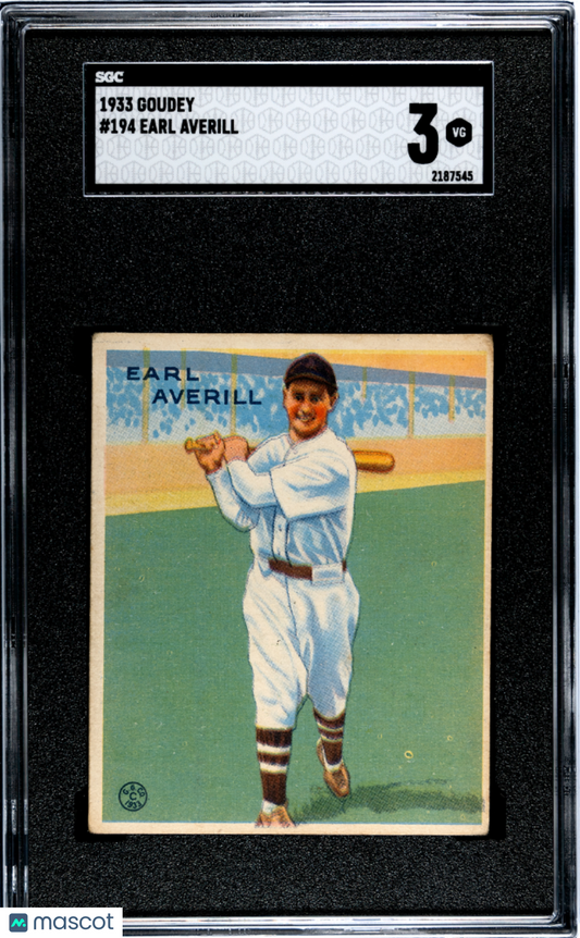 1933 Goudey Earl Averill #194 SGC 3