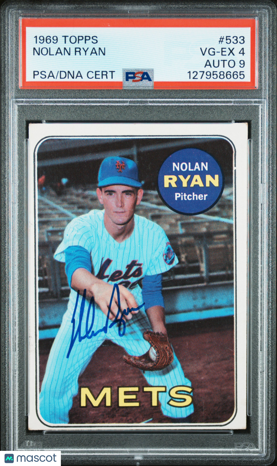 1969 Topps Nolan Ryan #533 PSA 4 Auto 9