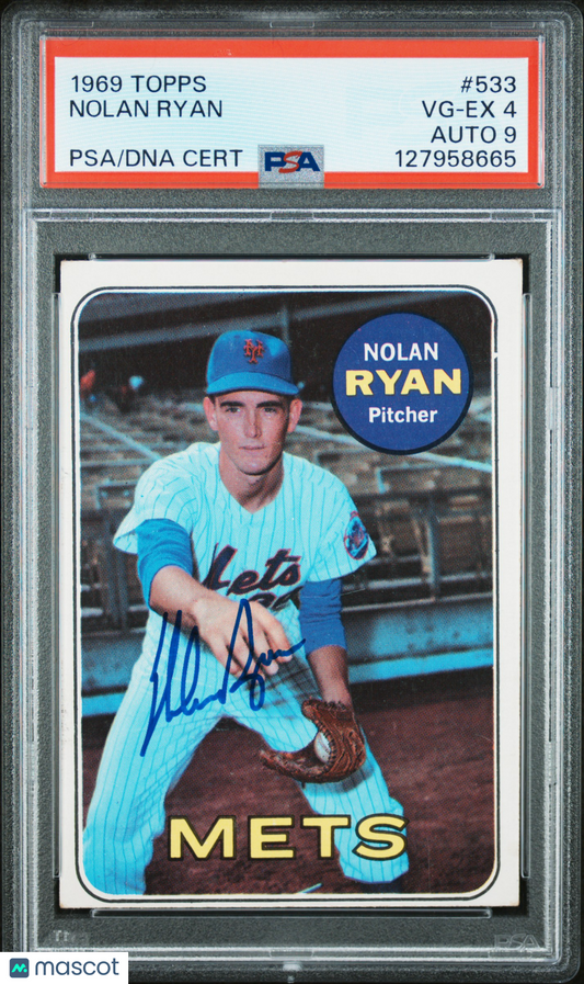 1969 Topps Nolan Ryan #533 PSA 4 Auto 9