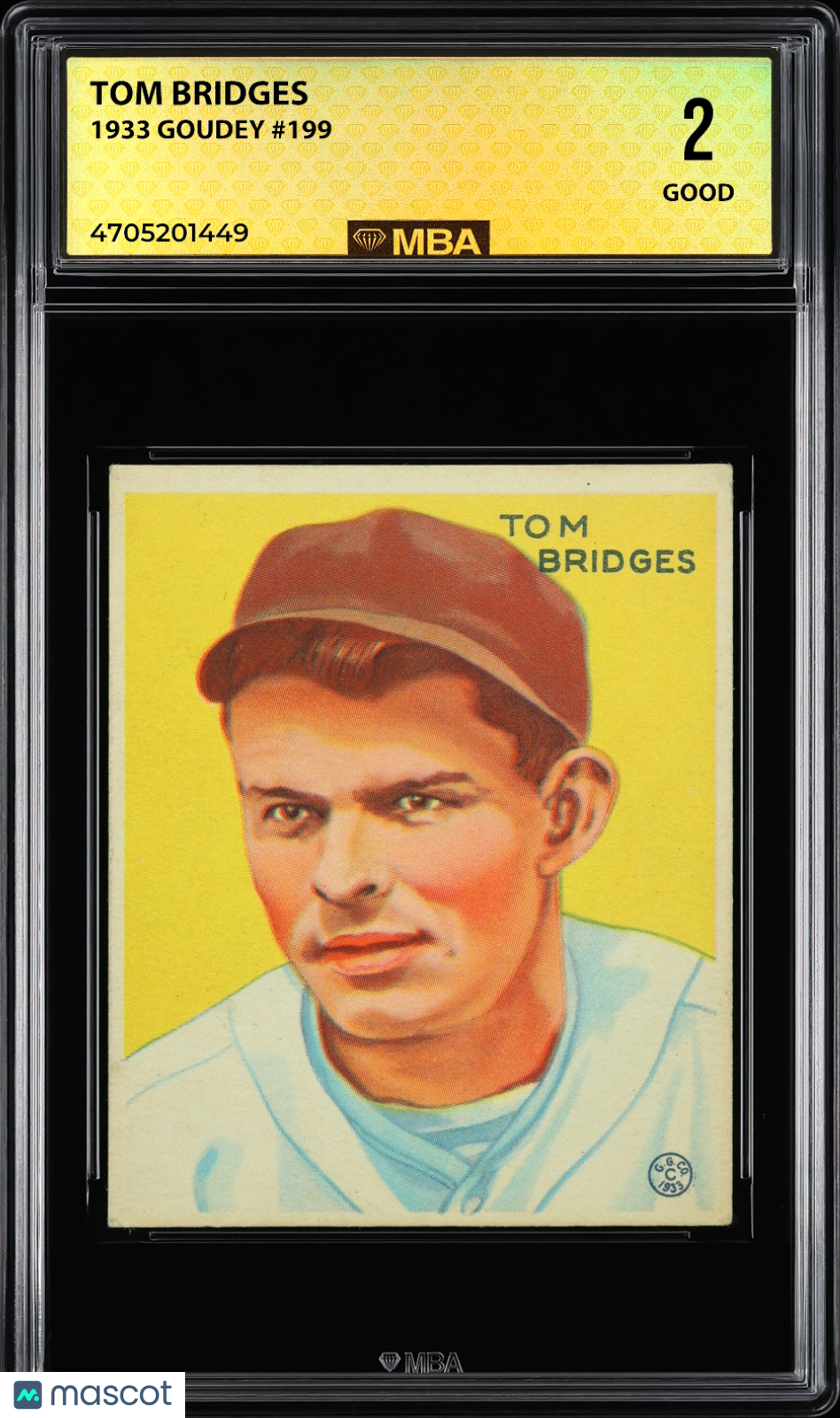 1933 Goudey Tom Bridges #199 MBA 2