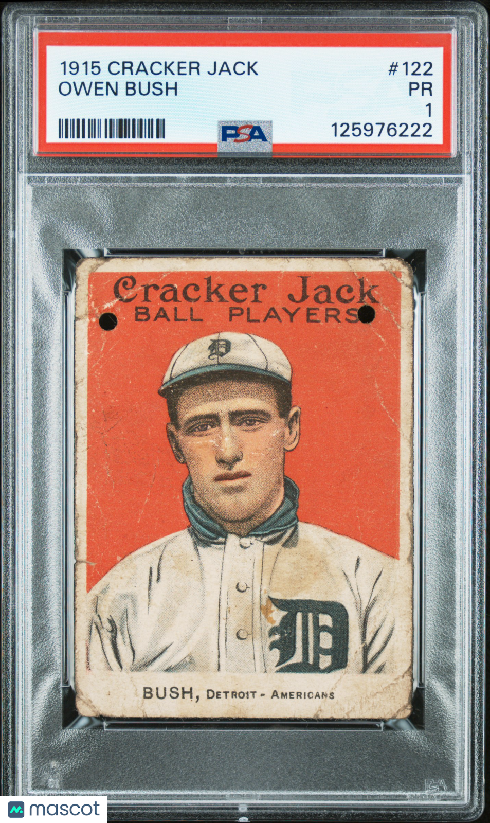 1915 Cracker Jack Owen Bush #122 PSA 1