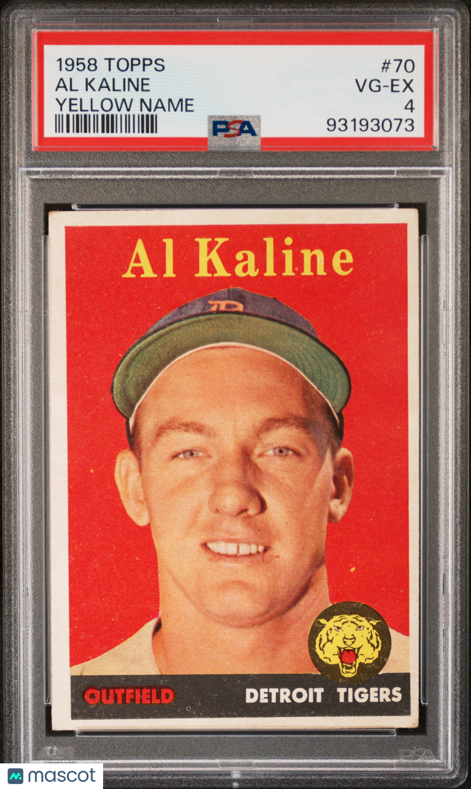 1958 Topps Al Kaline #70 Yellow Name PSA 4