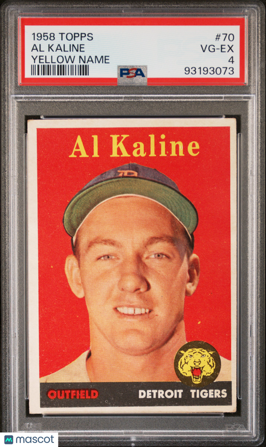 1958 Topps Al Kaline #70 Yellow Name PSA 4