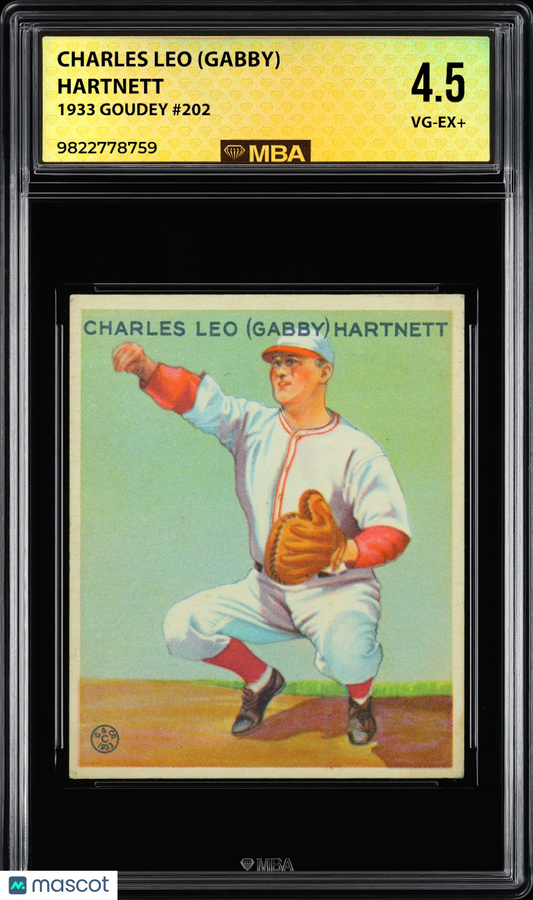 1933 Goudey Charles Leo (Gabby) Hartnett #202 MBA 4.5