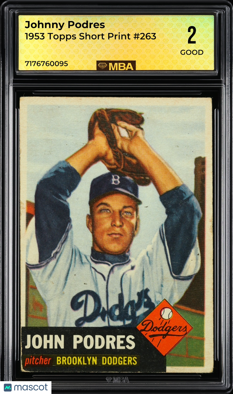 1953 Topps Johnny Podres #263 Short Print MBA 2