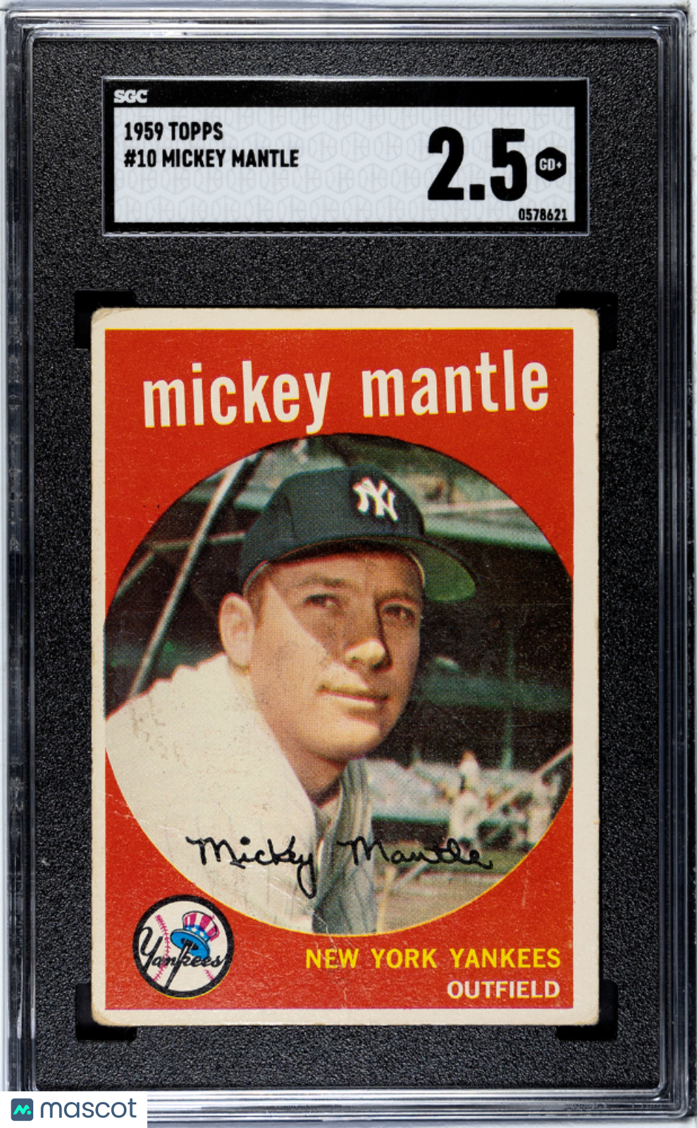 1959 Topps Mickey Mantle #10 SGC 2.5