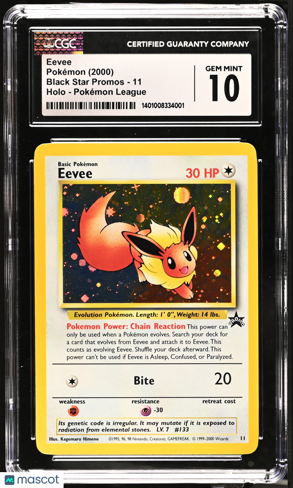 2000 Pokemon Black Star Promos Eevee Pokémon League CGC 10 #11