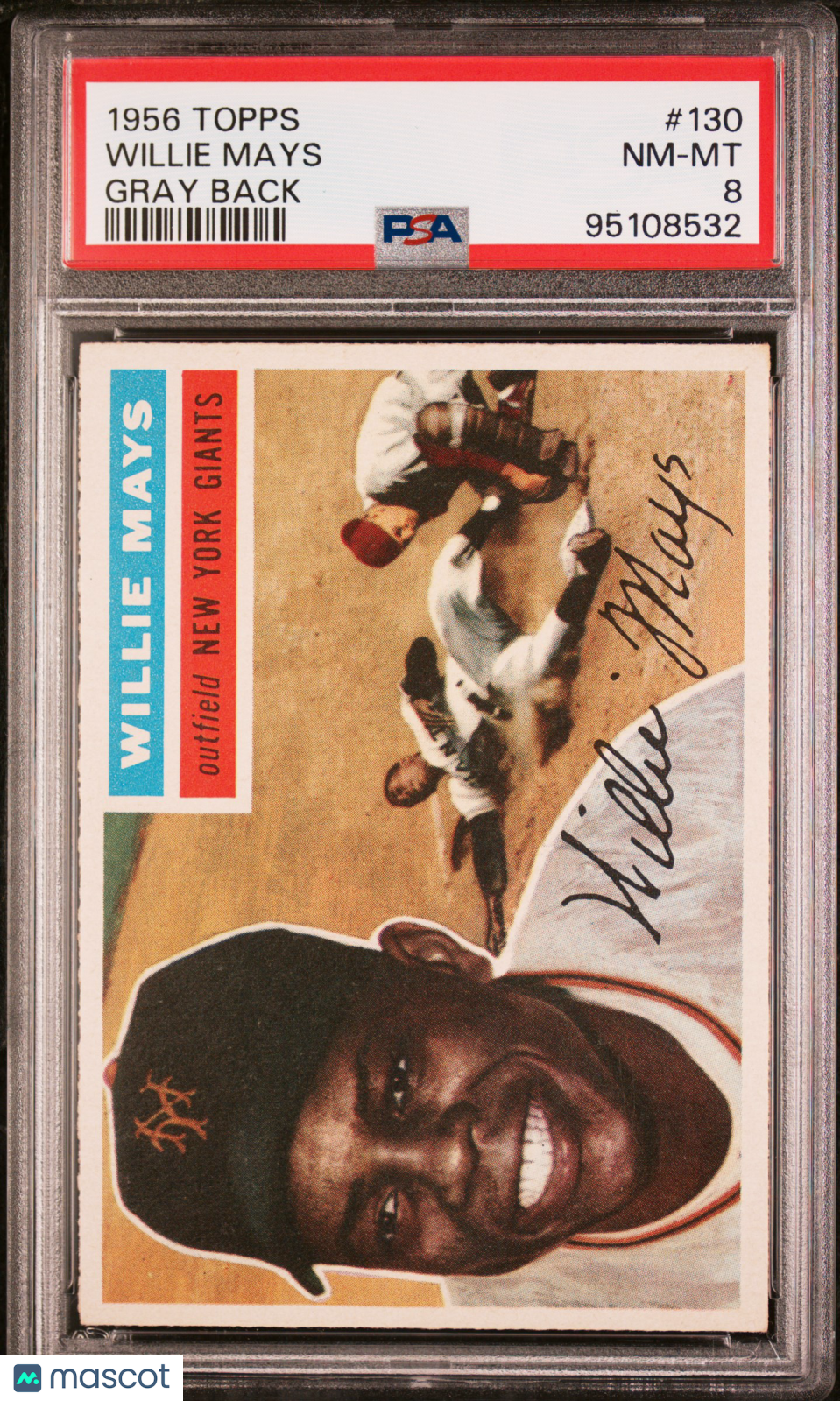 1956 Topps Willie Mays #130 Gray Back PSA 8