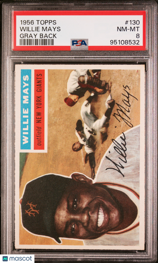 1956 Topps Willie Mays #130 Gray Back PSA 8