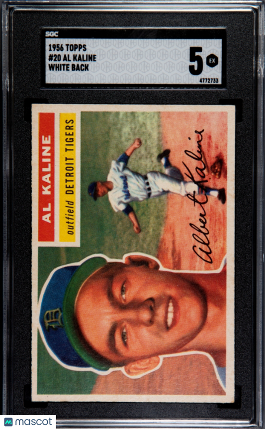 1956 Topps Al Kaline #20 White Back SGC 5