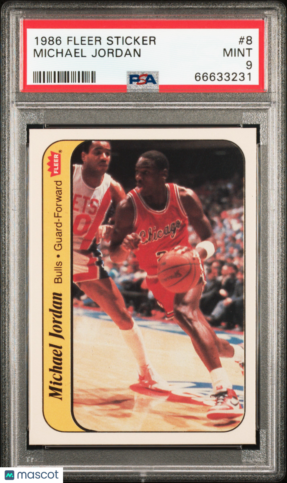 1986 Fleer Sticker Michael Jordan #8 PSA 9
