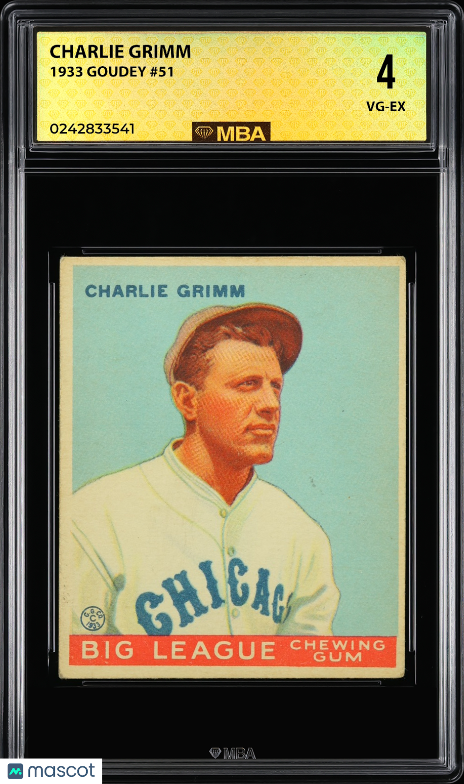 1933 Goudey Charlie Grimm #51 MBA 4