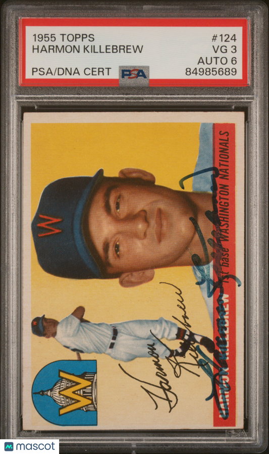 1955 Topps Harmon Killebrew #124 PSA 3 Auto 6