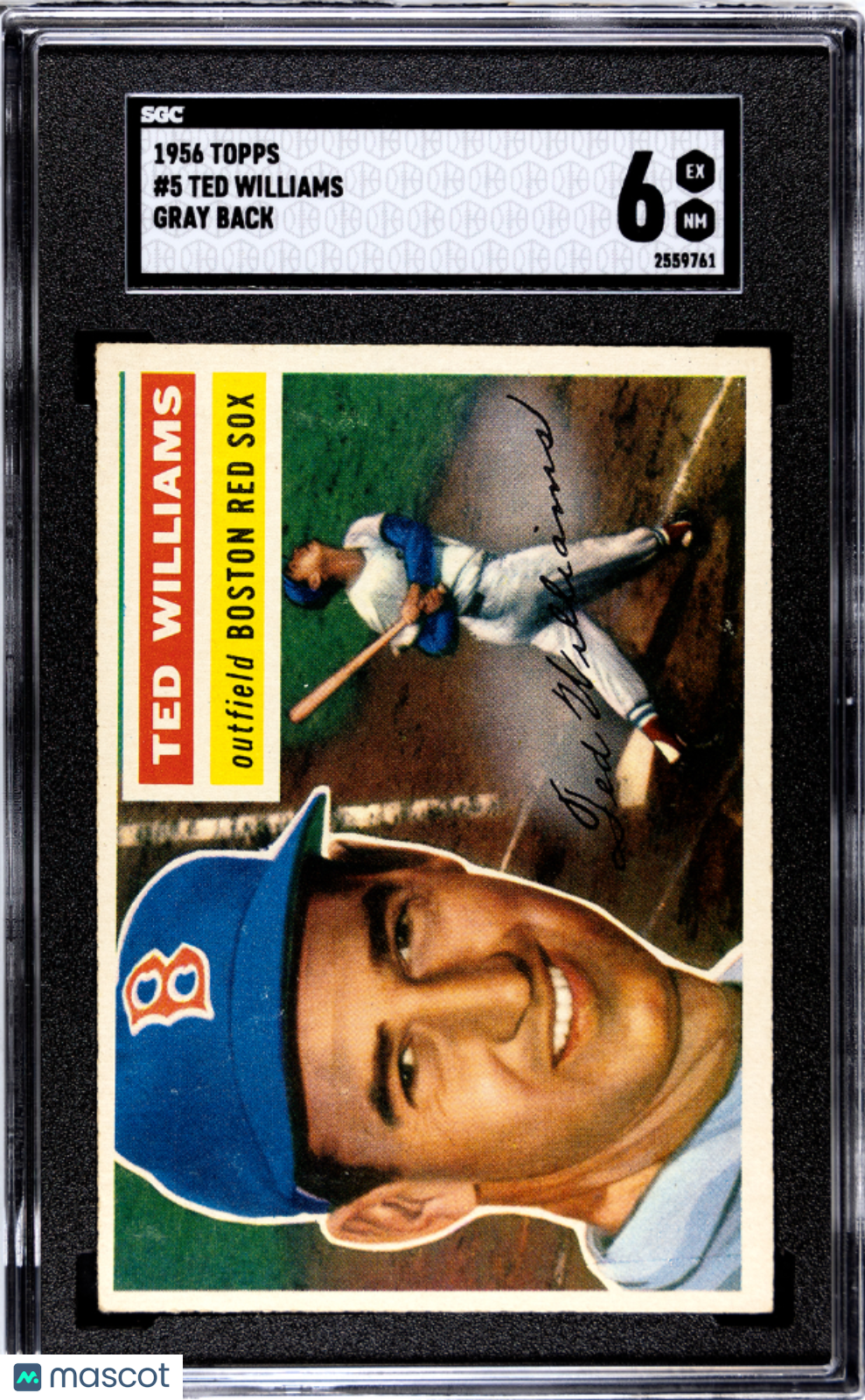 1956 Topps Ted Williams #5 Gray Back SGC 6