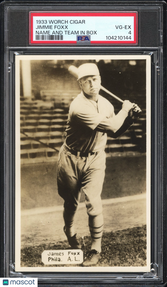 1933 Worch Cigar Jimmie Foxx Name And Team In Box PSA 4