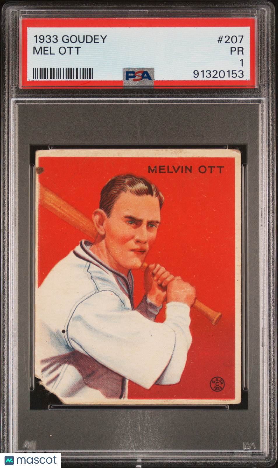 1933 Goudey Mel Ott #207 PSA 1