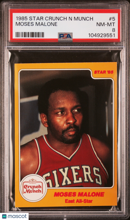 1985 Star Crunch N Munch Moses Malone #5 PSA 8