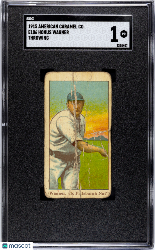 1915 American Caramel Co. (E106) Honus Wagner Throwing SGC 1