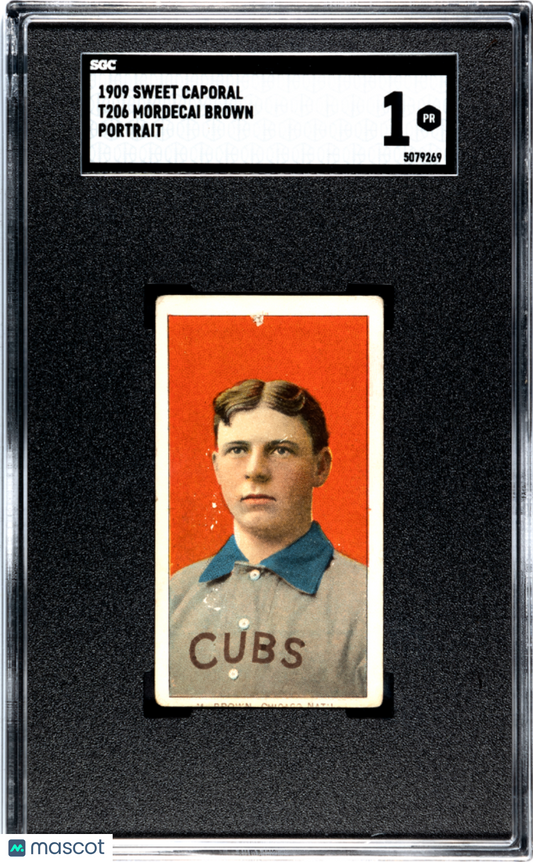 1909 Sweet Caporal (T206) Mordecai Brown Portrait SGC 1