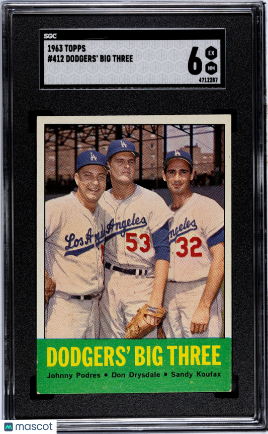 1963 Topps Dodgers' Big Three #412 SGC 6