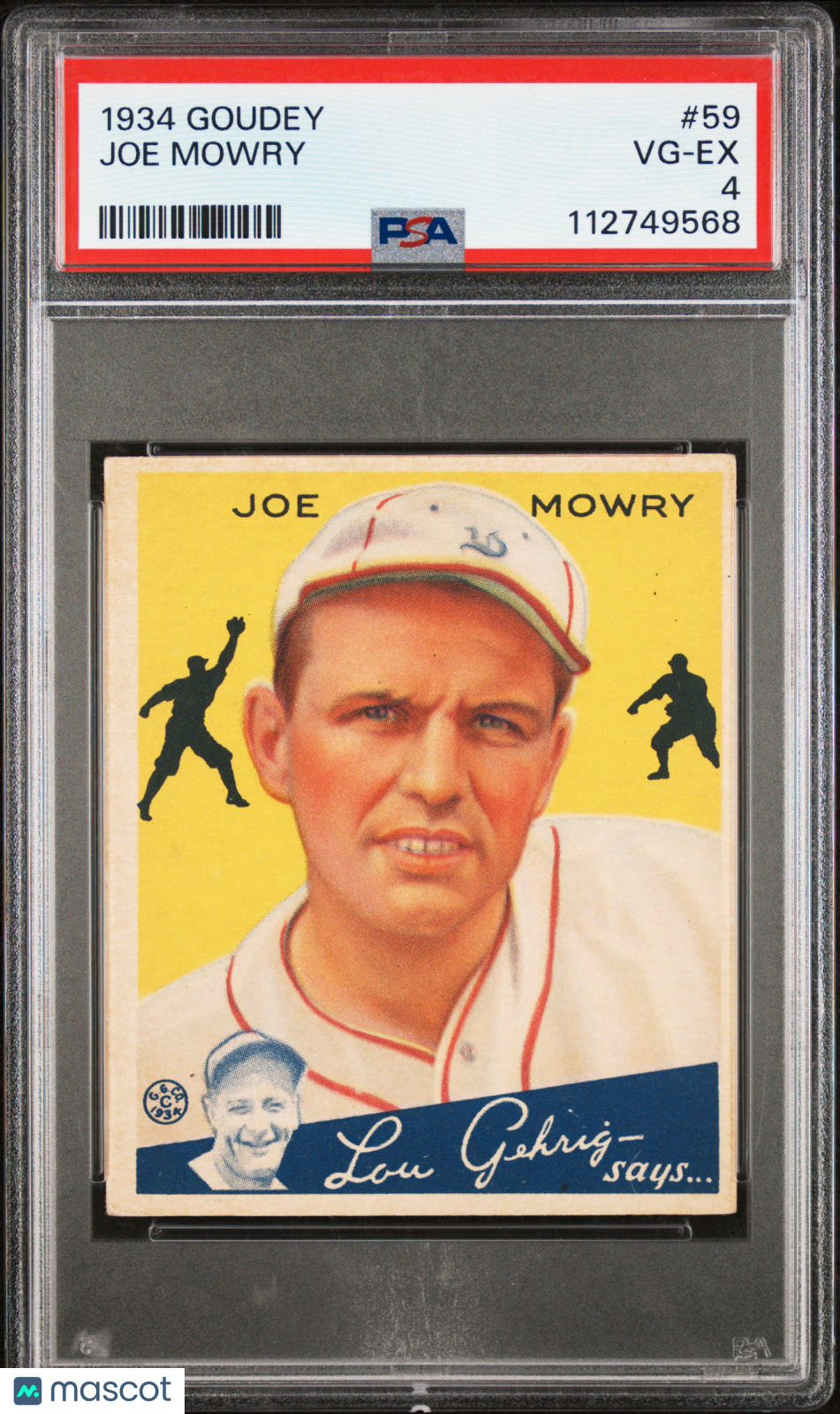 1934 Goudey Joe Mowry #59 PSA 4