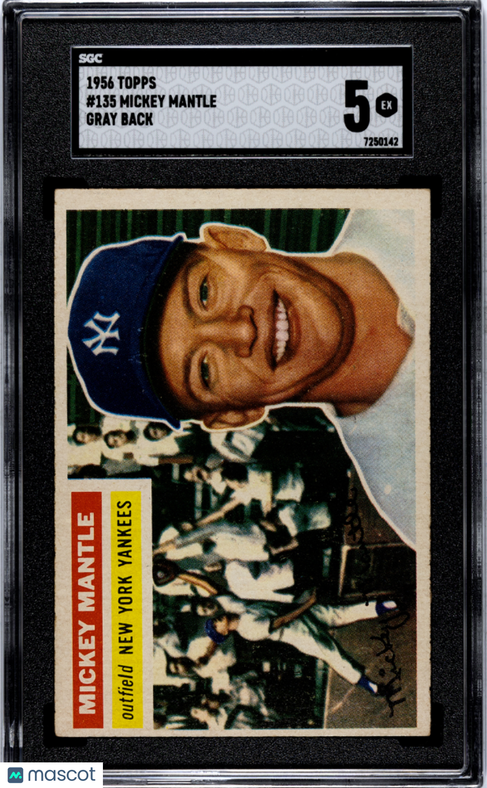 1956 Topps Mickey Mantle #135 Gray Back SGC 5