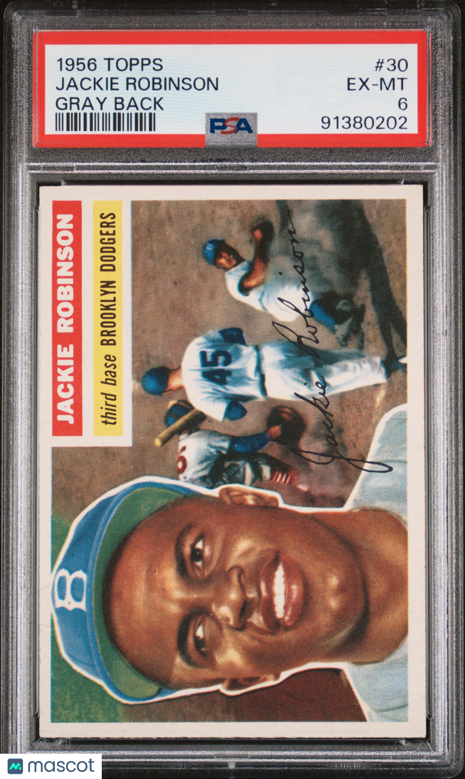 1956 Topps Jackie Robinson #30 Gray Back PSA 6