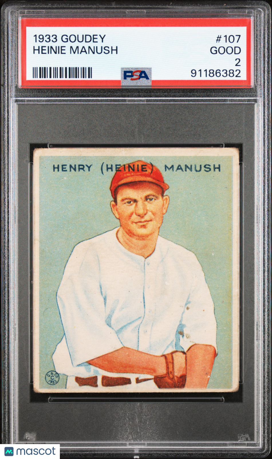 1933 Goudey Heinie Manush #107 PSA 2